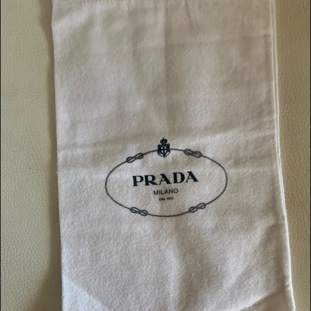 Auth.New PRADA two Flannel Shoe dust Storage Drowstring Bags W 8.5” /H 13 3/4”.